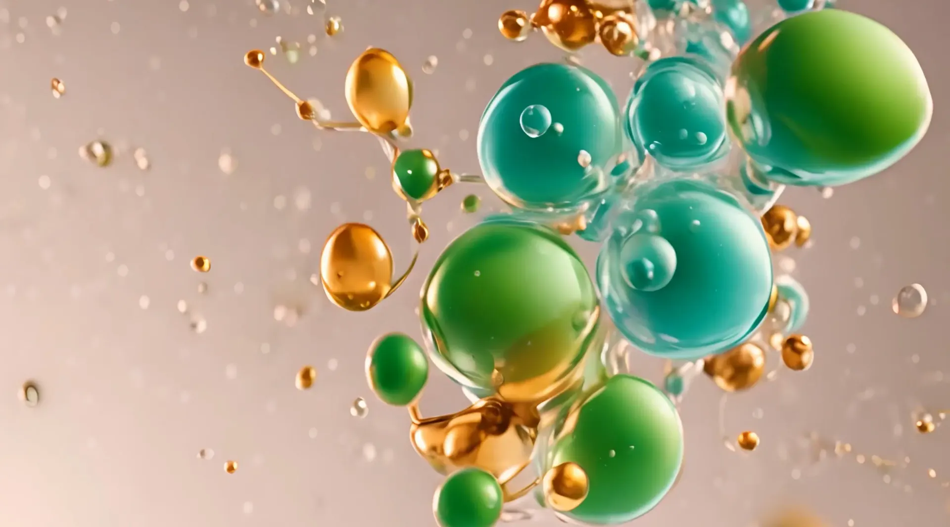 Luxurious Green and Golden Bubbles Stock Video